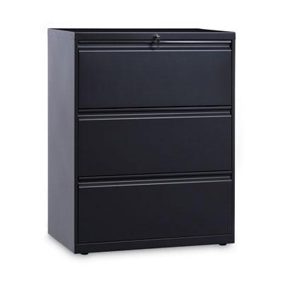 Alera Three-Drawer Lateral File Cabinet, 30w x 18d x 39.5h, Charcoal