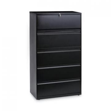 Alera Five-Drawer Lateral File Cabinet, 36w x 18d x 64.25h, Black