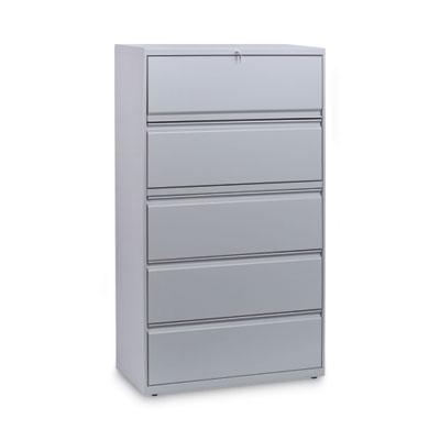 Alera Five-Drawer Lateral File Cabinet, 36w x 18d x 64.25h, Light Gray