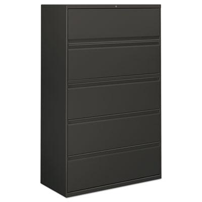 Alera Five-Drawer Lateral File Cabinet, 42w x 18d x 64.25h, Charcoal