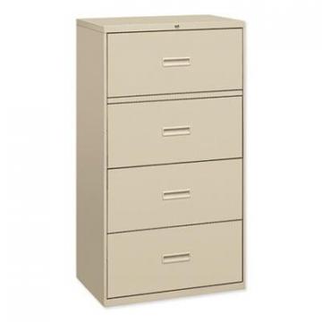 HON Basyx 400 Series Four-Drawer Lateral File, 36w x 18d x 52.5h, Putty