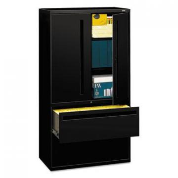 HON 700 Series Lateral File with Storage Cabinet, 36w x 19.25d x 67h, Black