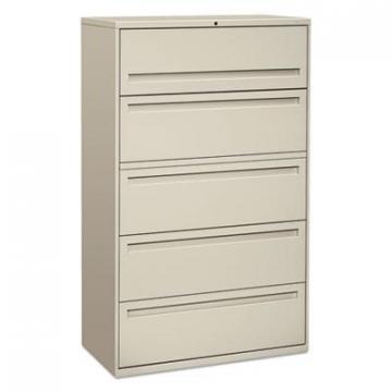 HON 700 Series Five-Drawer Lateral File with Roll-Out Shelves, 42w x 19.25d x 67h, Light Gray