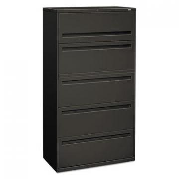 HON 700 Series Five-Drawer Lateral File with Roll-Out Shelf, 36w x 19.25d x 67h, Charcoal