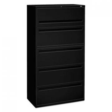 HON 700 Series Five-Drawer Lateral File with Roll-Out Shelf, 36w x 19.25d x 67h, Black