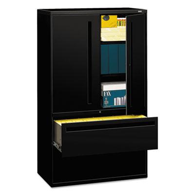HON 700 Series Lateral File with Storage Cabinet, 42w x 19.25d x 67h, Black
