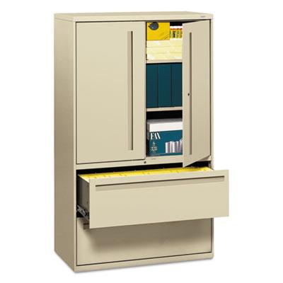 HON 700 Series Lateral File with Storage Cabinet, 42w x 19.25d x 67h, Putty