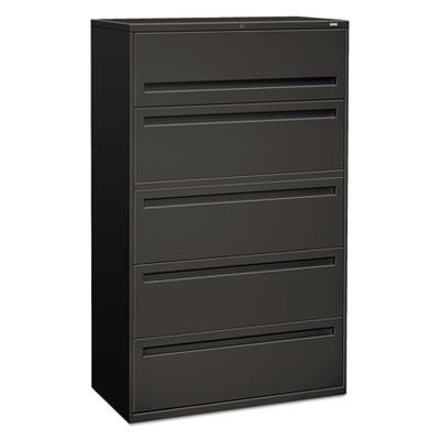 HON 700 Series Five-Drawer Lateral File with Roll-Out Shelves, 42w x 18d x 64.25h, Charcoal