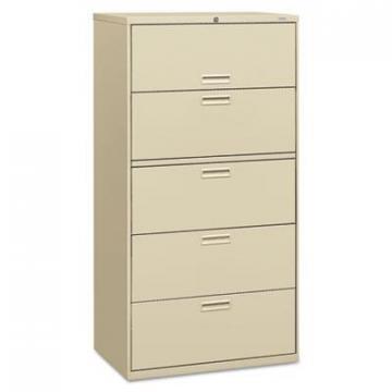 HON 500 Series Five-Drawer Lateral File, 36w x 19.25d x 67h, Putty