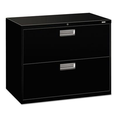 HON 600 Series Two-Drawer Lateral File, 36w x 19.25d x 28.38h, Black