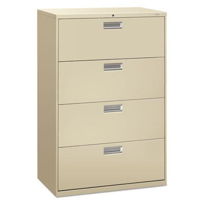 HON 600 Series Four-Drawer Lateral File, 36w x 19.25d x 53.25h, Putty