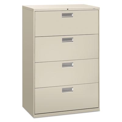 HON 600 Series Four-Drawer Lateral File, 36w x 19.25d x 53.25h, Light Gray