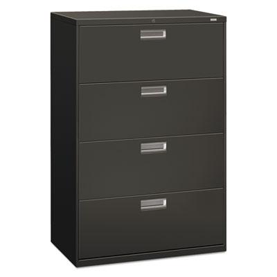HON 600 Series Four-Drawer Lateral File, 36w x 19.25d x 53.25h, Charcoal