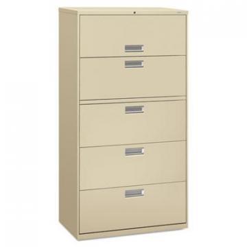 HON 600 Series Five-Drawer Lateral File, 36w x 19.25d x 67h, Putty