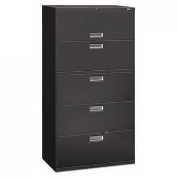HON 600 Series Five-Drawer Lateral File, 36w x 19.25d x 67h, Charcoal