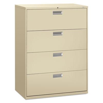 HON 600 Series Four-Drawer Lateral File, 42w x 19.25d x 53.25h, Putty