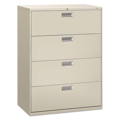 HON 600 Series Four-Drawer Lateral File, 42w x 19.25d x 53.25h, Light Gray