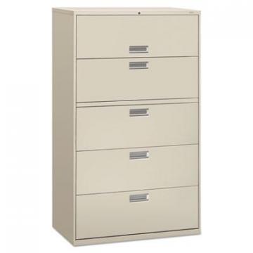 HON 600 Series Five-Drawer Lateral File, 42w x 19.25d x 67h, Light Gray
