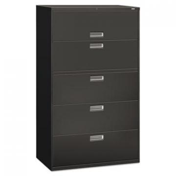 HON 600 Series Five-Drawer Lateral File, 42w x 19.25d x 67h, Charcoal