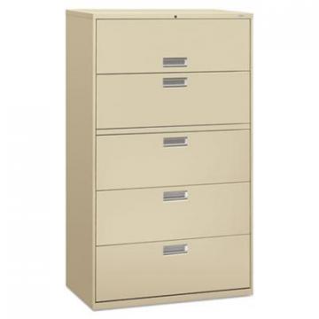 HON 600 Series Five-Drawer Lateral File, 42w x 19.25d x 67h, Putty