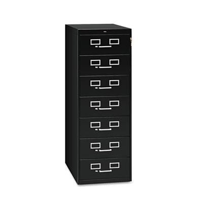 Tennsco Seven-Drawer Multimedia Cabinet for 5 x 8 Cards, 19.13w x 28.5d x 52h, Black