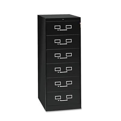 Tennsco Six-Drawer Multimedia Cabinet for 6 x 9 Cards, 21.25w x 28.5d x 52h, Black