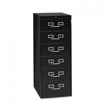 Tennsco Six-Drawer Multimedia Cabinet for 6 x 9 Cards, 21.25w x 28.5d x 52h, Black