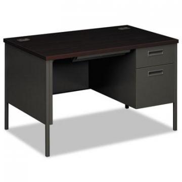HON Metro Classic Right Pedestal Desk, 48w x 30d x 29.5h, Mahogany/Charcoal
