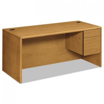 HON 10700 Series "L" Desk, 3/4 Right Pedestal, 66w x 30d x 29.5h, Harvest