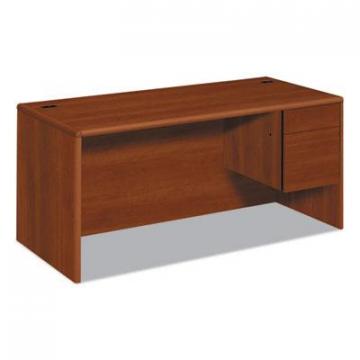 HON 10700 Series "L" Desk, 3/4 Right Pedestal, 66w x 30d x 29.5h, Cognac