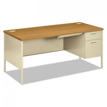 HON Metro Classic Right Pedestal Desk, 66w x 30d x 29.5h, Harvest/Putty