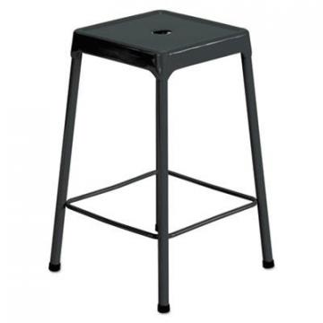 Safco Counter-Height Steel Stool, 25" Seat Height, 250 lbs., Black Seat/Black Back, Black Base
