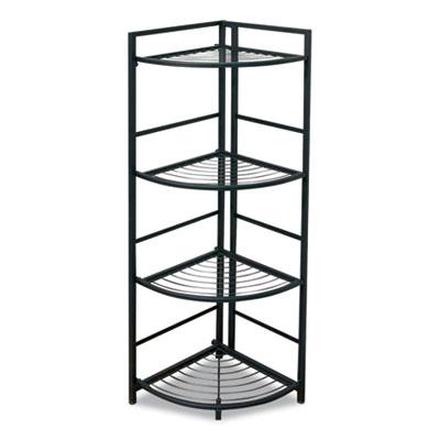 Advantus FlipShelf Four-Shelf Corner Unit, 13 x 13.5 x 45.5, Black