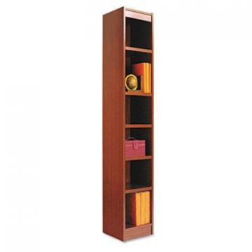 Alera Narrow Profile Bookcase, Wood Veneer, Six-Shelf, 11.81"w x 11.81"d x 71.73"h, Medium Cherry