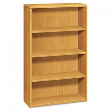 HON 10700 Series Wood Bookcase, Four Shelf, 36w x 13 1/8d x 57 1/8h, Harvest