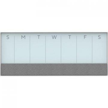 U Brands 3N1 Magnetic Glass Dry Erase Combo Board, 35 x 14.25, Week View, White Surface and Frame