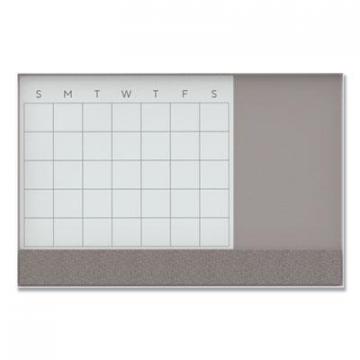 U Brands 3N1 Magnetic Glass Dry Erase Combo Board, 48 x 36, Month View, White Surface and Frame