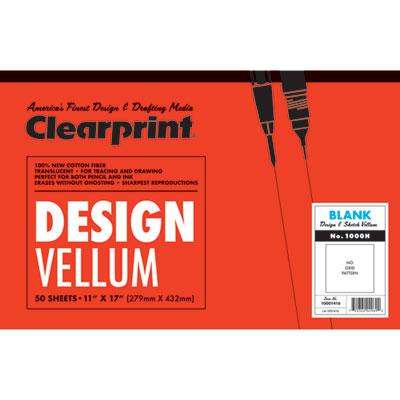 Clearprint Design Vellum Paper, 16lb, 11 x 17, Translucent White, 50/Pad