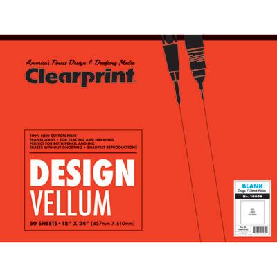 Clearprint Design Vellum Paper, 16lb, 18 x 24, Translucent White, 50/Pad