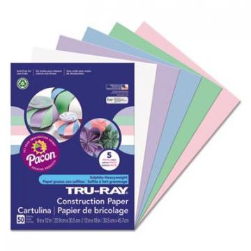 Pacon Tru-Ray Construction Paper, 76lb, 9 x 12, Assorted Pastel Colors, 50/Pack