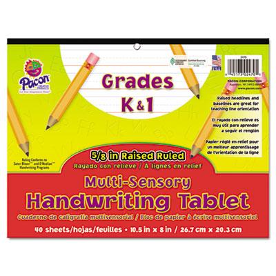 Pacon Multi-Sensory Handwriting Tablet, 5/8" Long Rule, 8 x 10.5, 40/Pad
