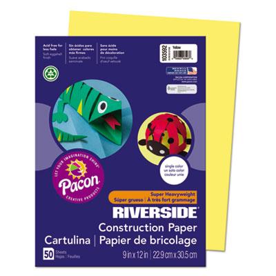 Pacon Riverside Construction Paper, 76lb, 9 x 12, Yellow, 50/Pack