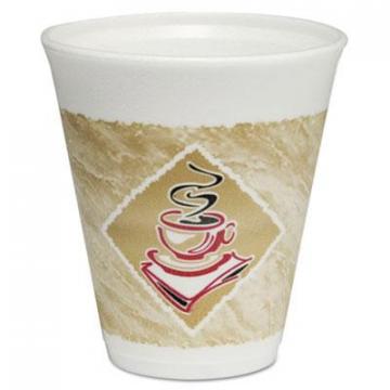 Dart Caf G Foam Hot/Cold Cups, 12oz, White w/Brown & Red, 1000/Carton