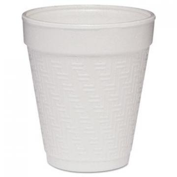 Dart Small Foam Drink Cup, 8oz, Hot/Cold, White w/Greek Key Design, 25/Bag, 40Bg/Ctn