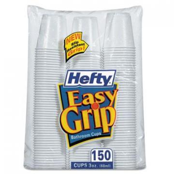 Hefty Easy Grip Disposable Plastic Bathroom Cups, 3oz, White, 150/Pack