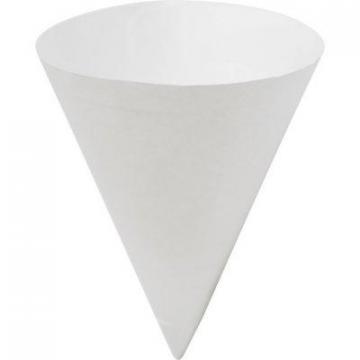 Konie Straight-Edge, Poly Bagged Paper Cone Cups, 7oz, White, 250/Bag, 5000/Carton