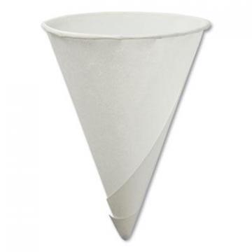 Konie Rolled Rim Paper Cone Cups, 4.5oz, White, 200/Bag, 25 Bags/Carton