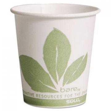 Dart Solo Bare Eco-Forward Paper Treated Water Cups, Cold, 3 oz, White/Green, 100/Sleeve