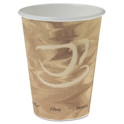 Dart Solo Mistique Polycoated Hot Paper Cup, 12 oz., Printed, Brown, 50/Bag