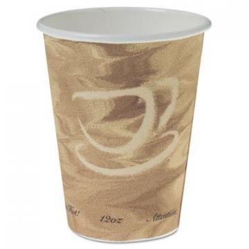 Dart Solo Mistique Polycoated Hot Paper Cup, 12 oz., Printed, Brown, 50/Bag
